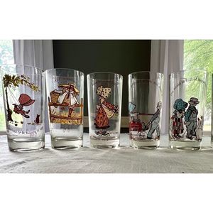 🌟🌟VINTAGE🌟🌟 Holly Hobbie American Greetings glass tumblers set of 5
